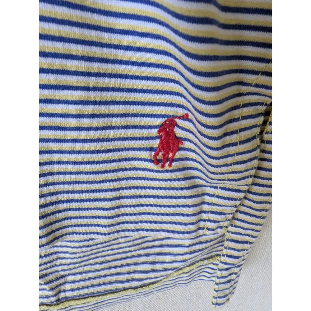 Polo Ralph Lauren Polo Mens XXL Blue Yellow Striped Pima Cotton Pocket Shirt